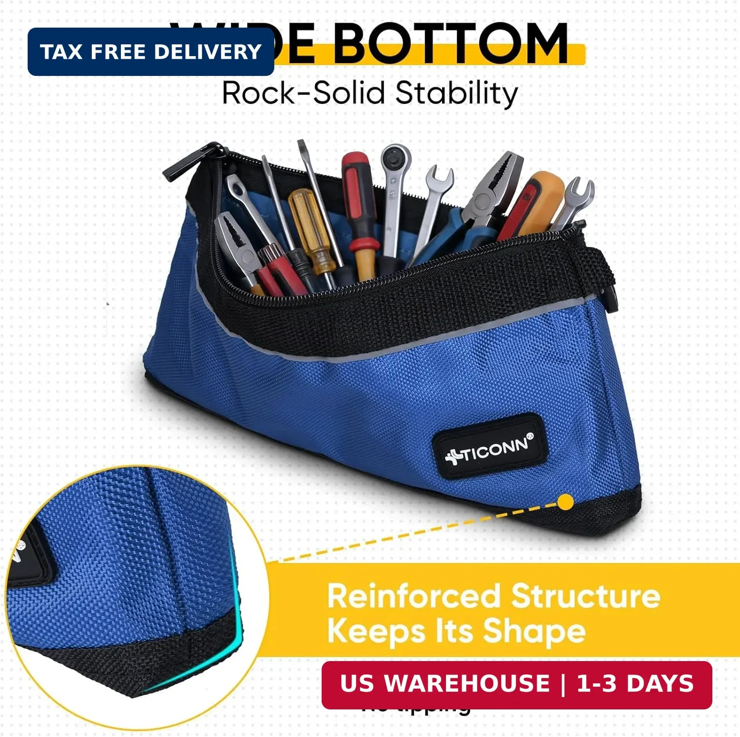 TICONN Tool Pouches with Zipper, 1680D Oxford Small Tool Bags, Waterproof Utilit