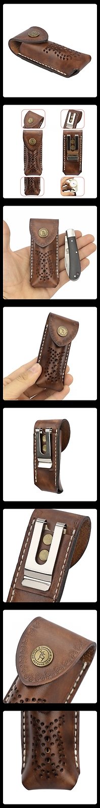 Tourbon Handmake Leather Folding Knife Pliers Sheath Tool Carry Belt Pouch Cover