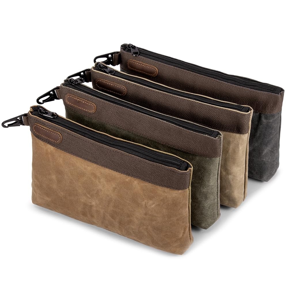 Hamks Waxed Canvas Tool Pouches 4 Multi-color (Green, Khaki, Gray,Brown )