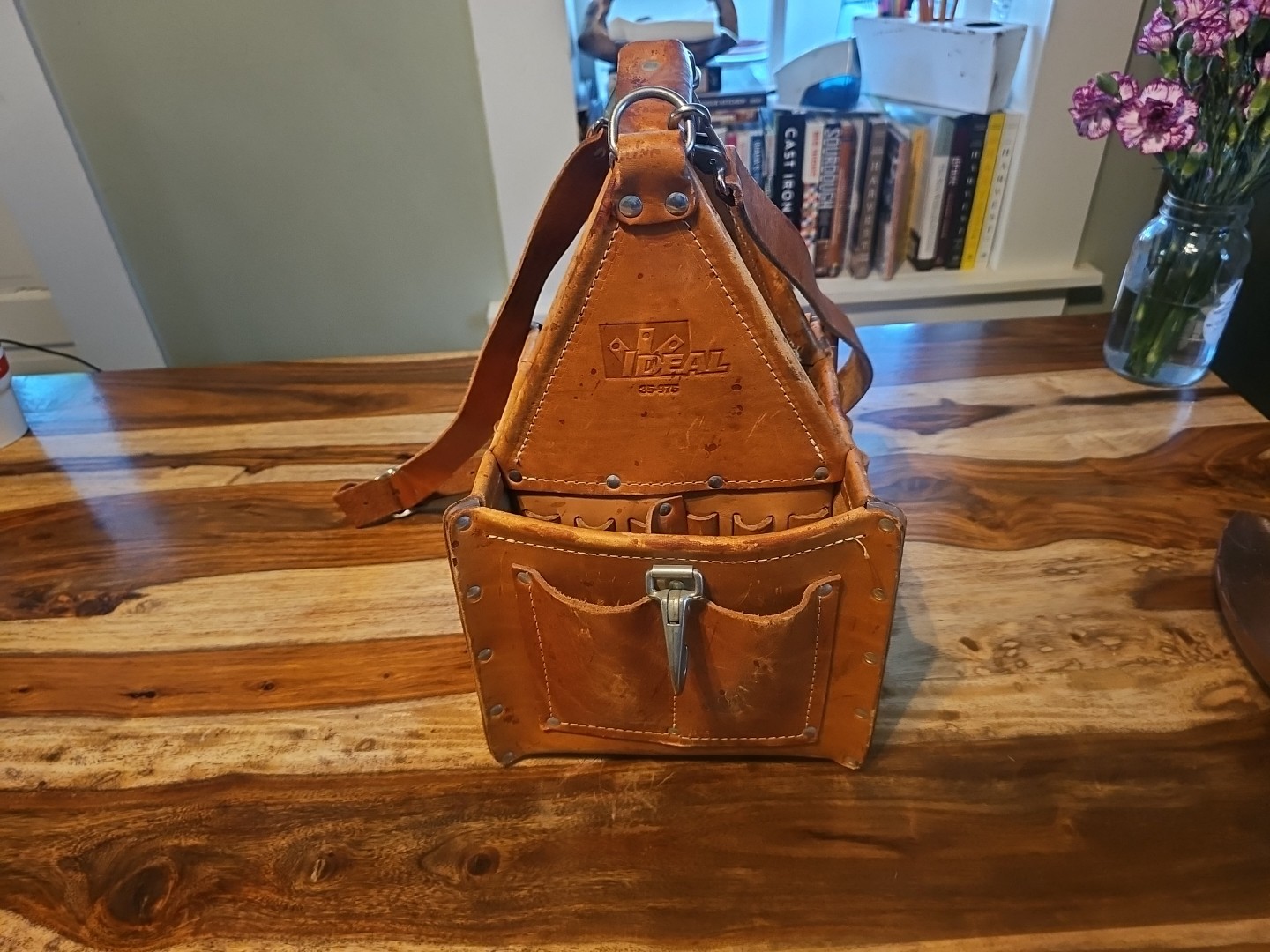 Ideal Tuff Tote 35-975 Leather Electrician Tool Bag Lineman Hand Crafted
