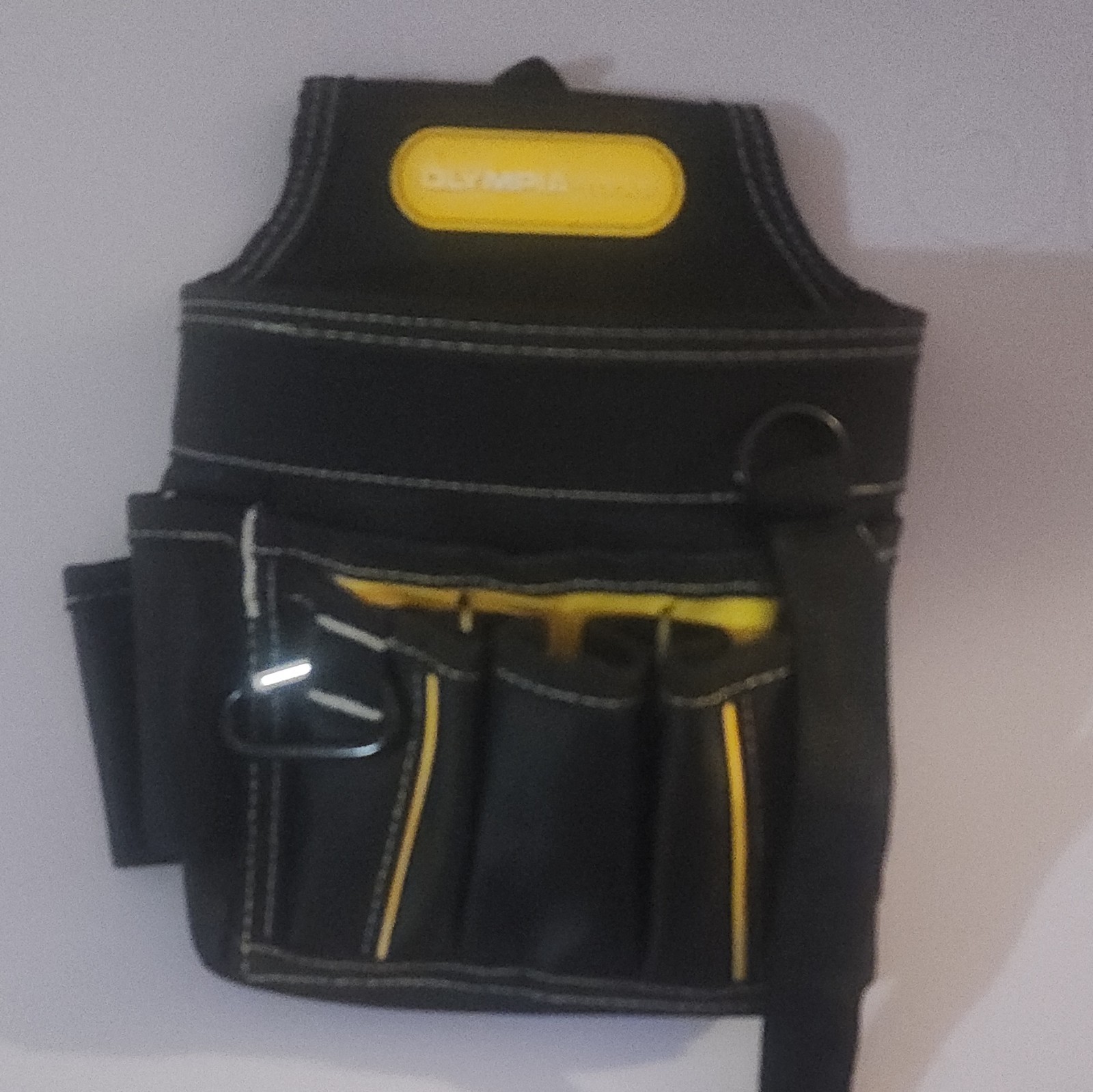 Olympia Tools Olympia Tools Nylon Tool Belt Pouch Bag, Black/Yellow, 1 Item