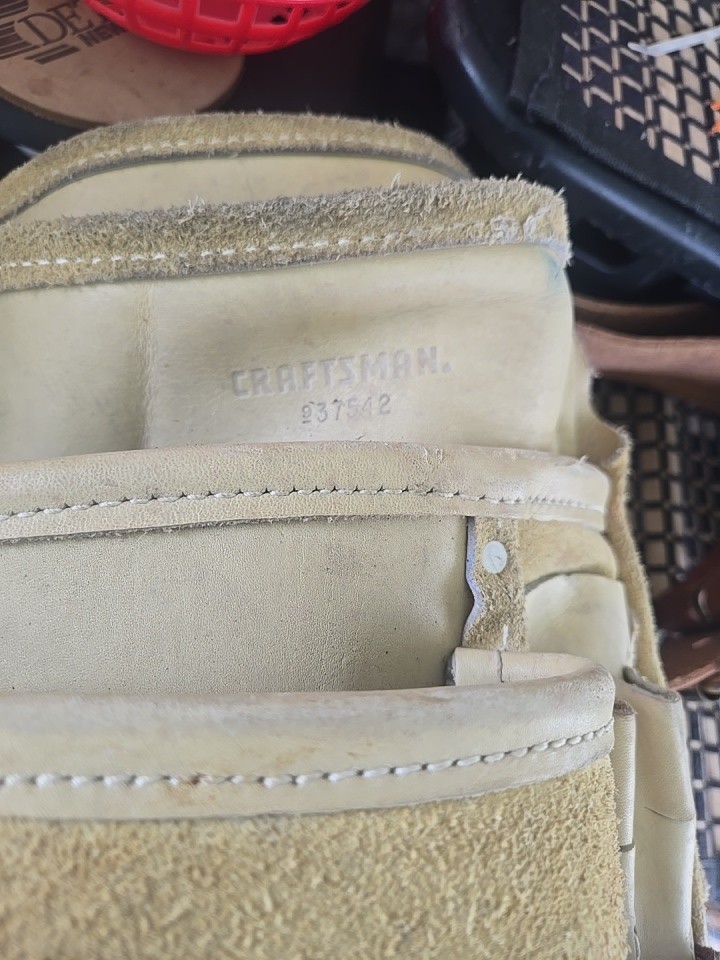 2 w/ belt – Craftsman 937542 Tan Suede Leather Multi Pocket Tool Pouch Riveted
