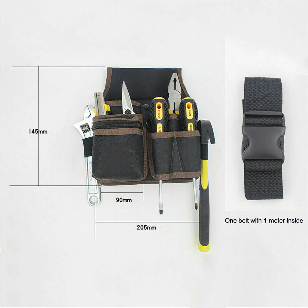 Electrician Waist Tool Belt Pouch Canvas Holder Bag with Hammer Loops