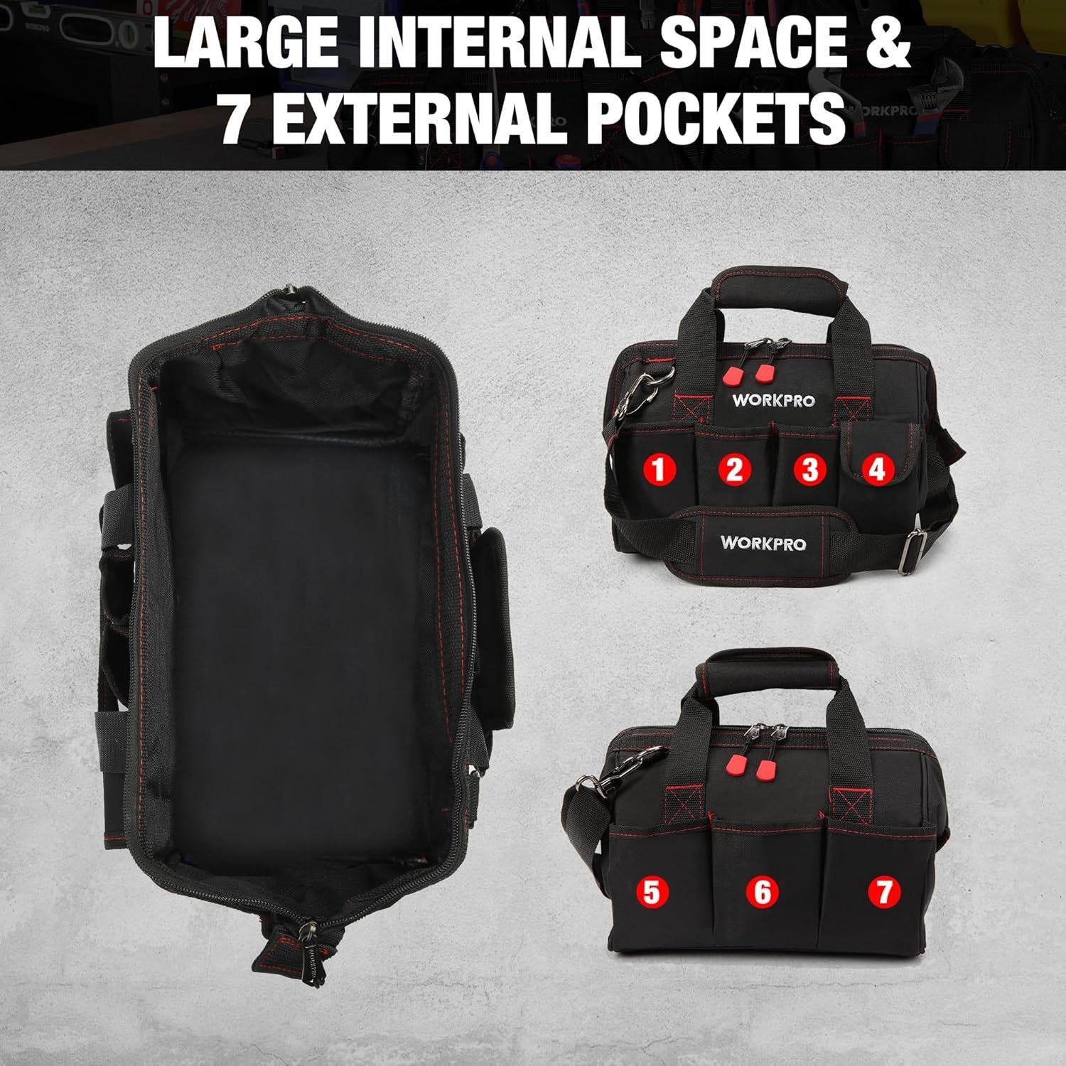 12-Inch Tool Bag – Water-Repellent, 7 Pockets & Comfort Carry Handle