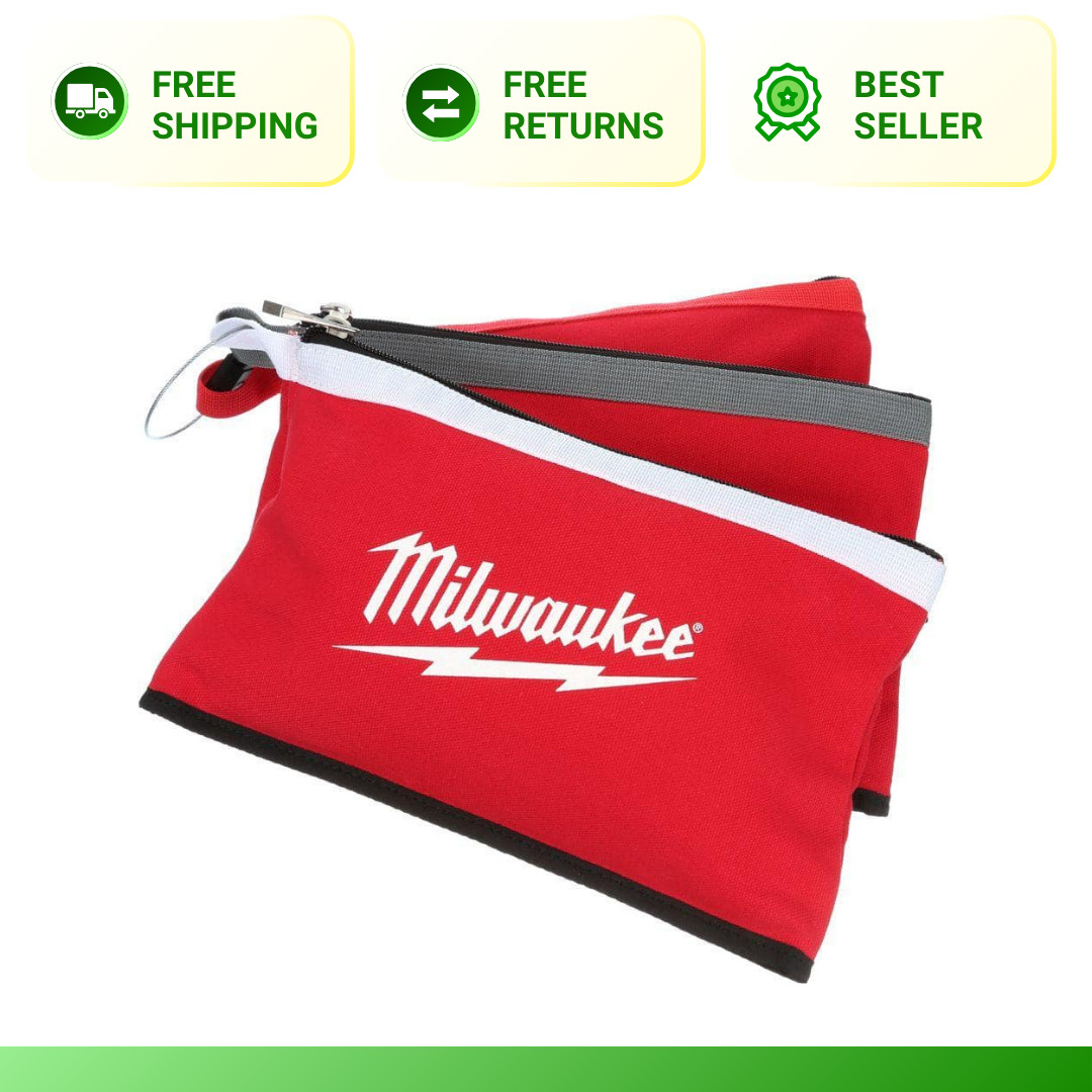 NEW Milwaukee Tool Zipper Bag 12 Inch Pouch Storage 3 Pack Red Tote Bag Durable