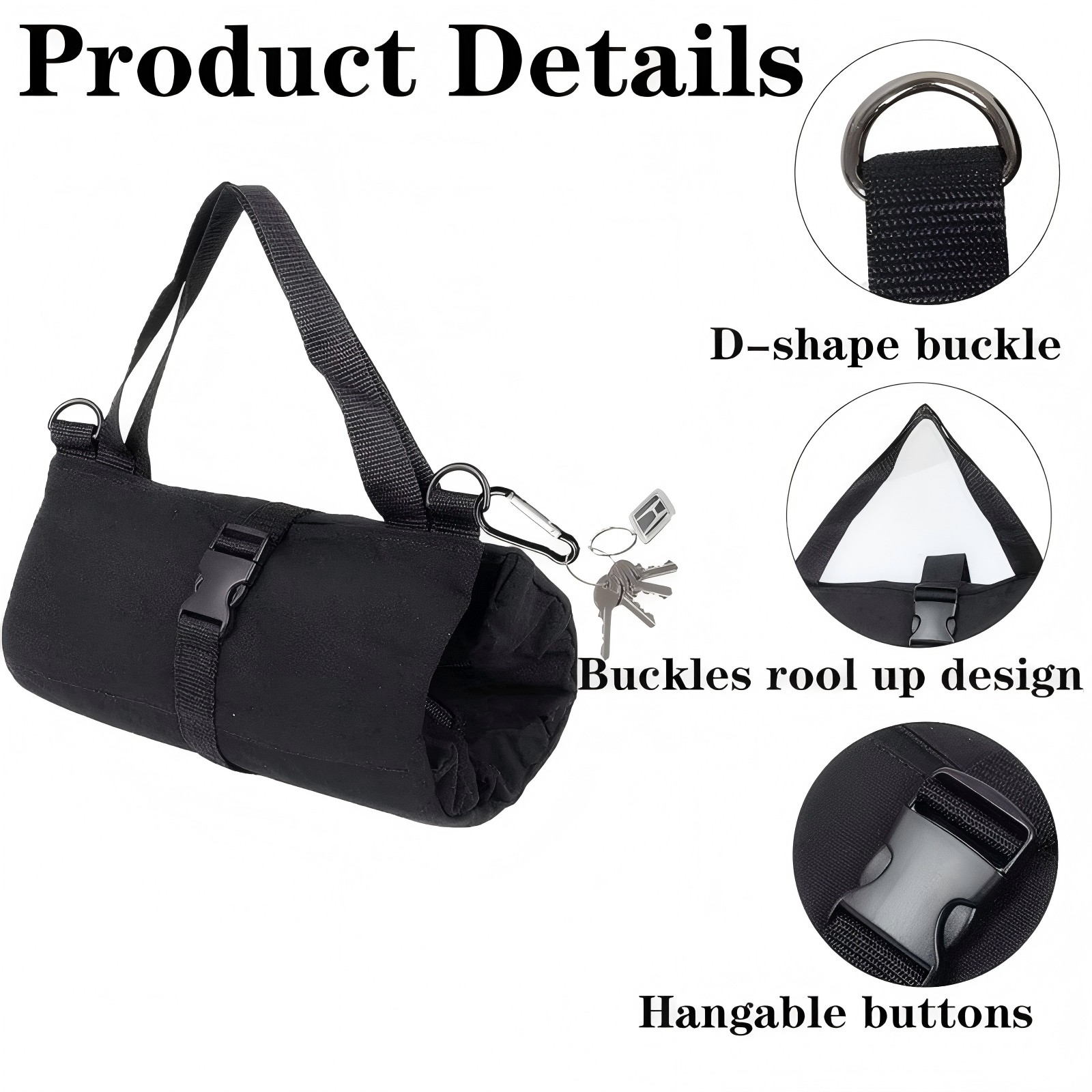 Multi-Purpose Tool Roll Up Bag 5 Pocket Wrench Pouch Canvas Hanging Organizer US