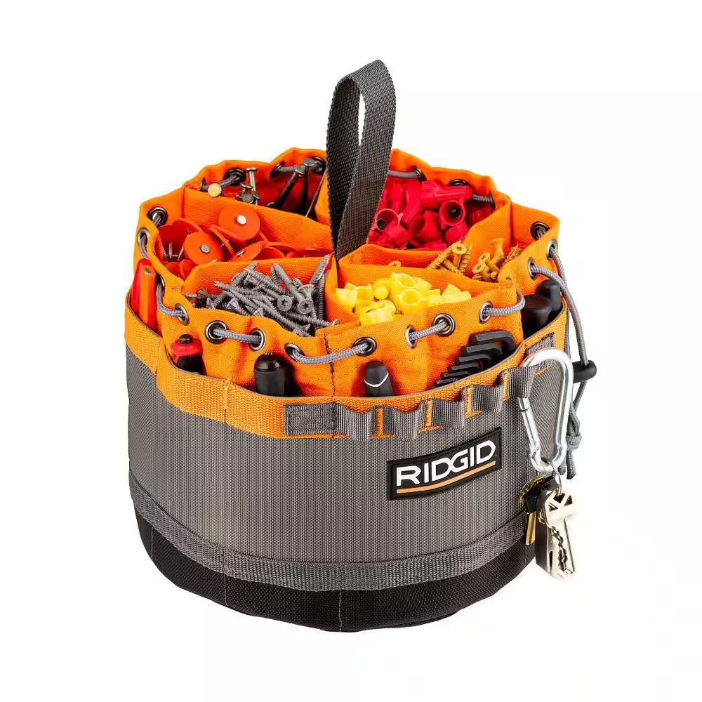 RIDGID 10 In. 19 Pocket Professional Grade Small Parts Organizer Tool Bag