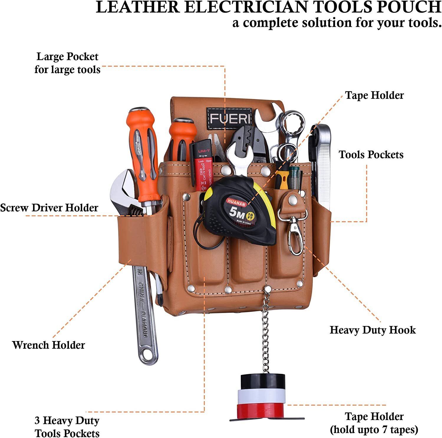 Leather Tool Pouch for carpenters electrical Tool bag for electricians Framers