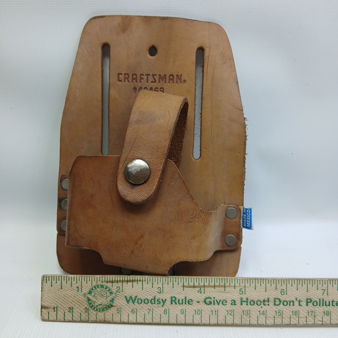 Vtg Craftsman Top Grain Leather Tape Measure Holder Tool Belt 940469