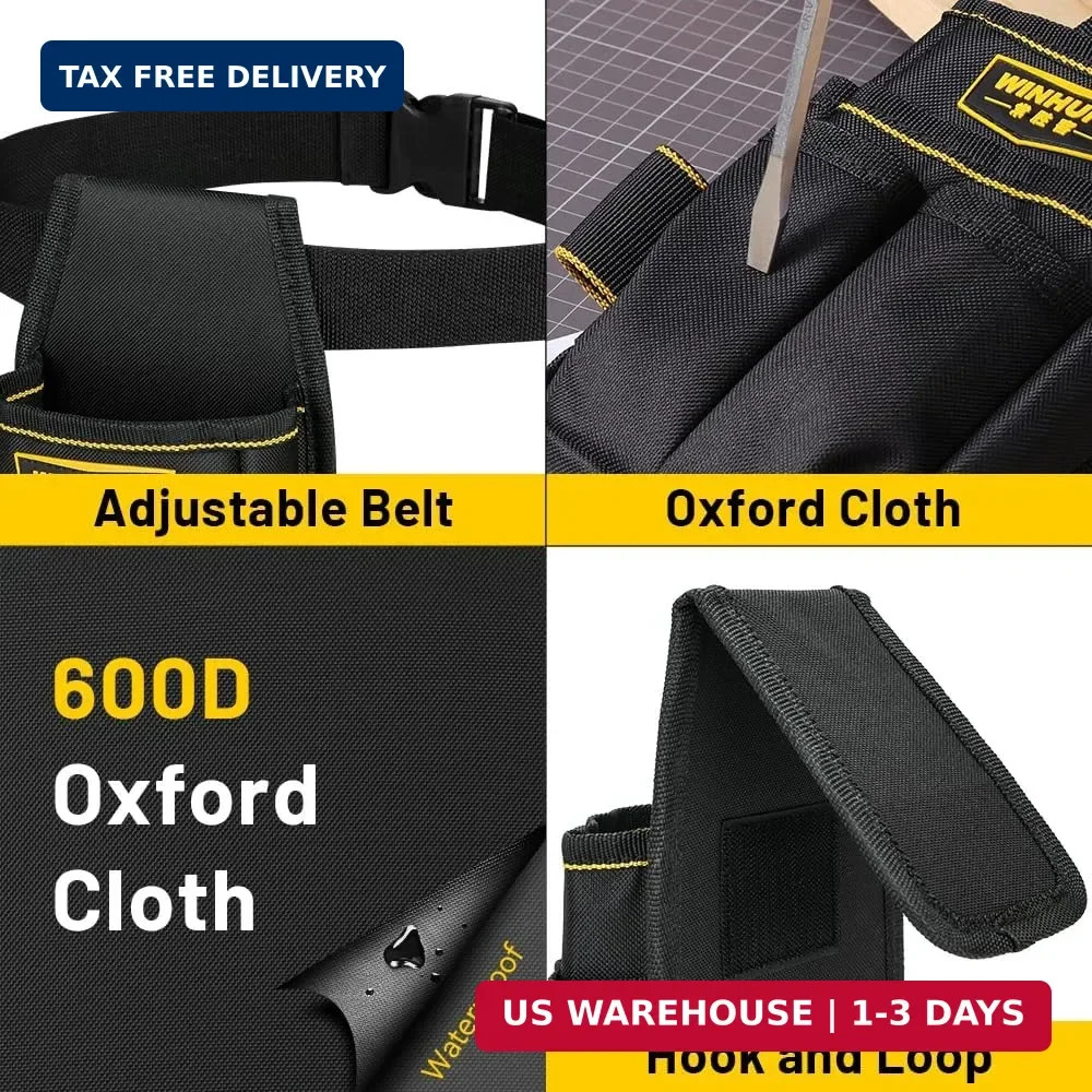 WINHUNT Tool Pouch with Belt, 600D Oxford Cloth, Electrician Tool Pouch 15 Pocke
