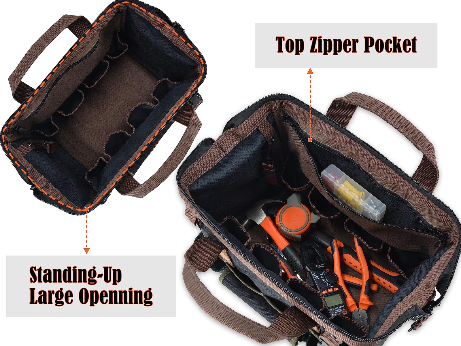 WELKINLAND 30-Pockets Canvas tool bag, 14-Inch Heavy Duty tool bag, Waxed Canvas