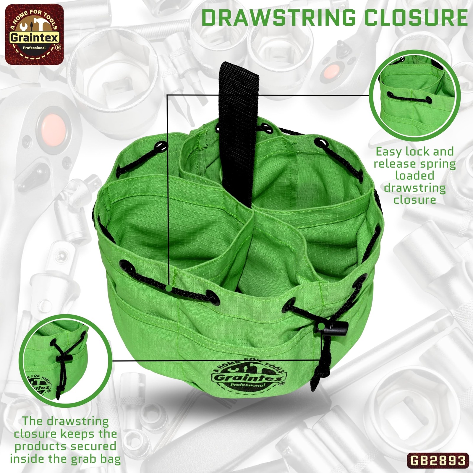 Lime Green Utility Holster Pouch Durable Tool Bag with Multiple Pockets