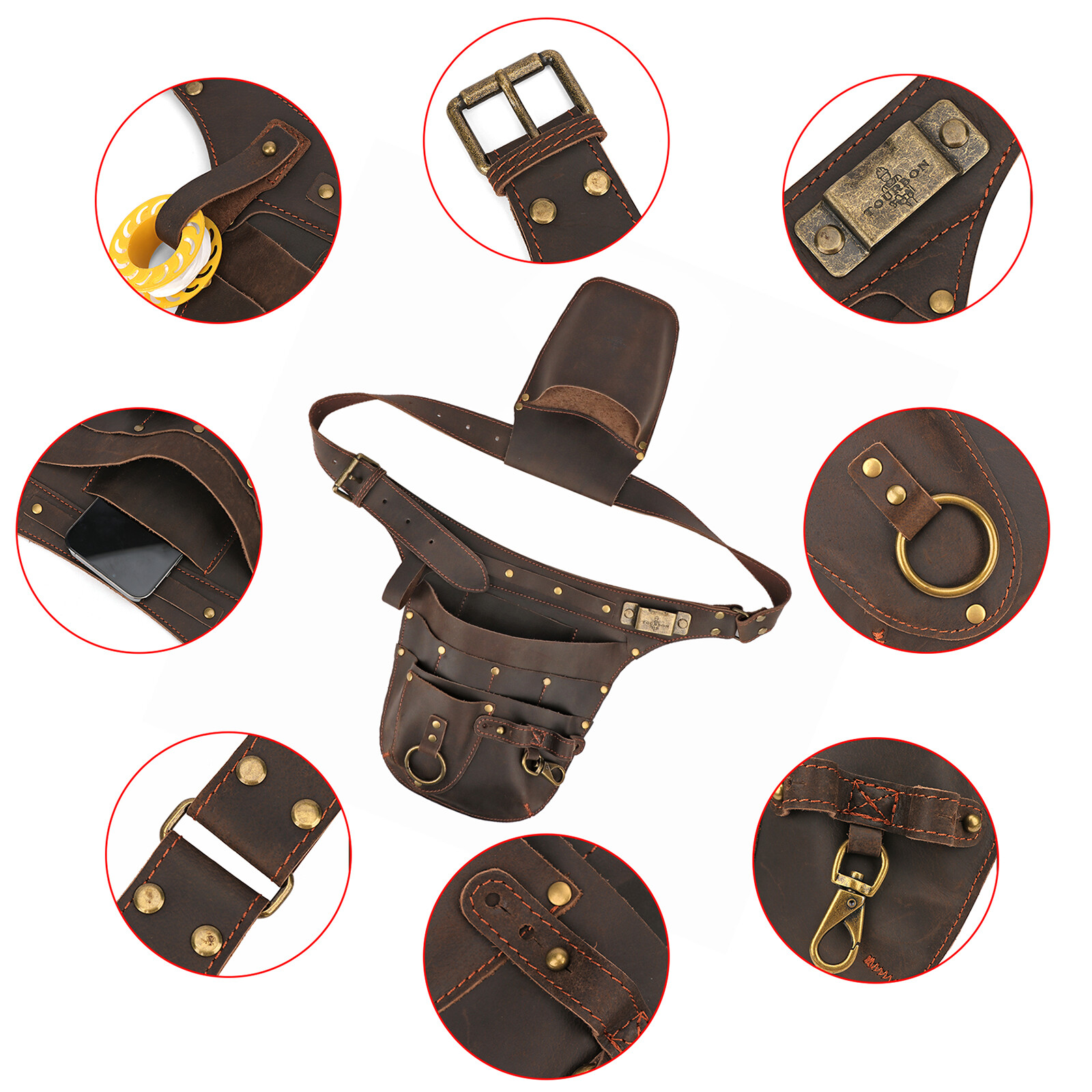 Leather Gardener Tools Belt Pouch Pruner Plier Holster Fruit Picking Hanging Bag