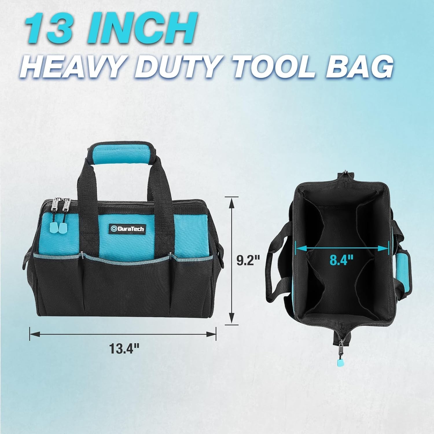 DURATECH 13-Inch Small Tool Bag with 9 Pockets, Tool Bags for Men Women, Toolbag