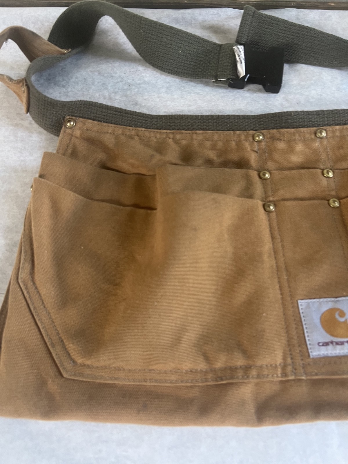 Vintage Carhartt A09 BRN Duck Canvas Tool Apron Waist Bag Made in USA Brown S/M