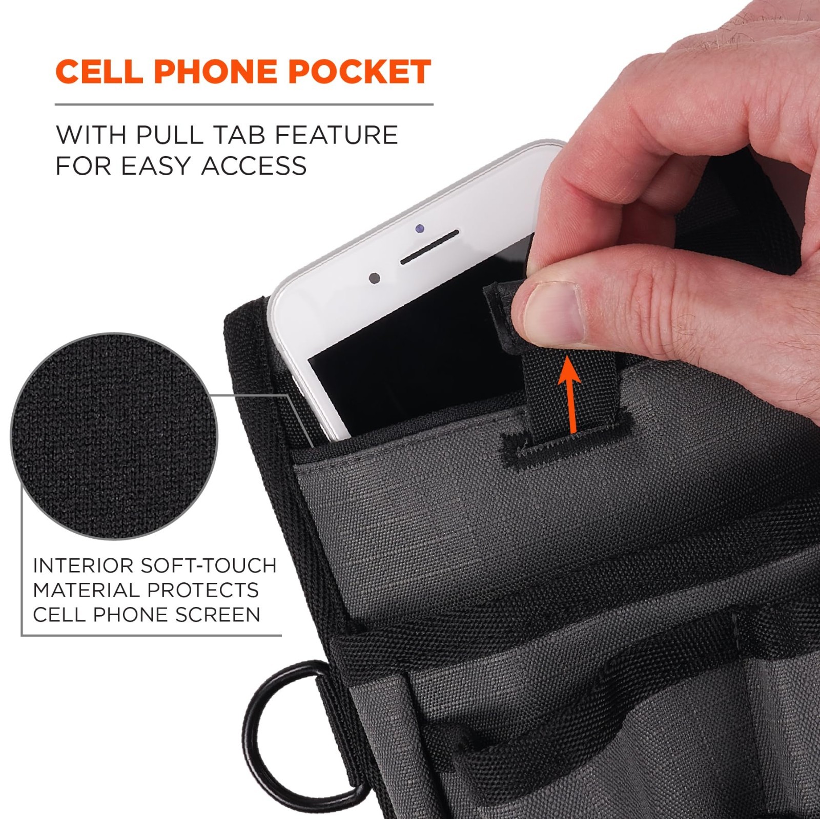 Utility Tool Pouch with Knife Holster, Scanner Holder, Cell Phone Pocket, Belt L
