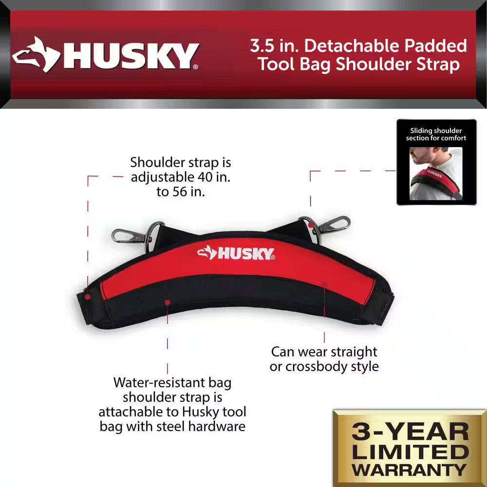 Husky 3.5 In. Detachable Padded Tool Bag Shoulder Strap