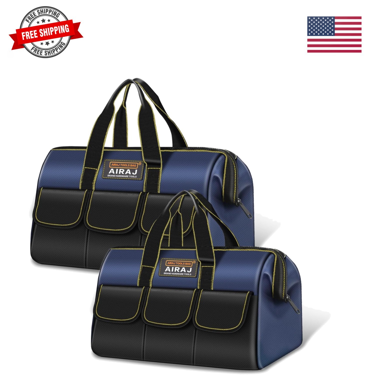 Tool Bag 2-Pack Set | 14″ & 16″ Portable Tool Bag | Wide Mouth Tool Bags for …