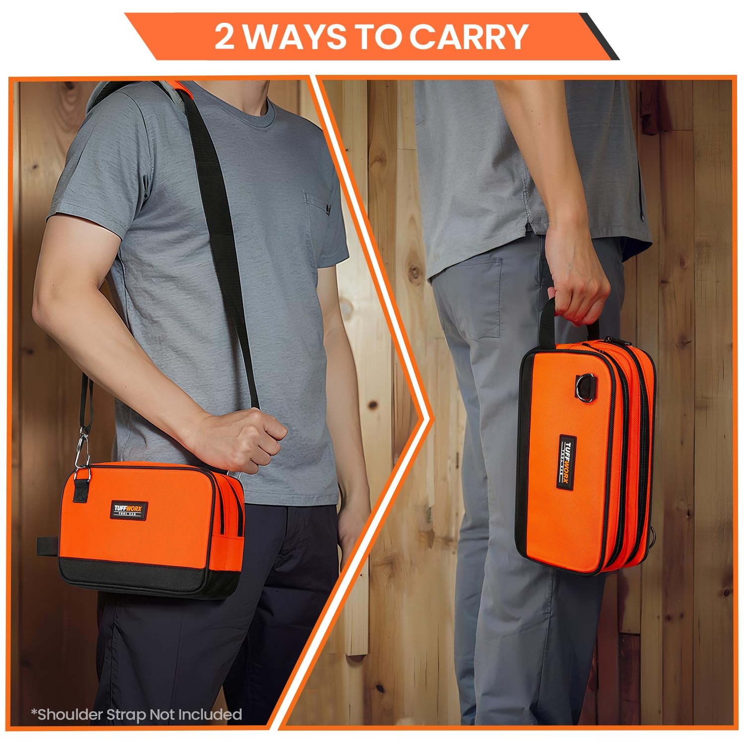 Tool Bag, 12″ Small Tool Pouch Waterproof 600D Dual Compartments Tool Organiz…