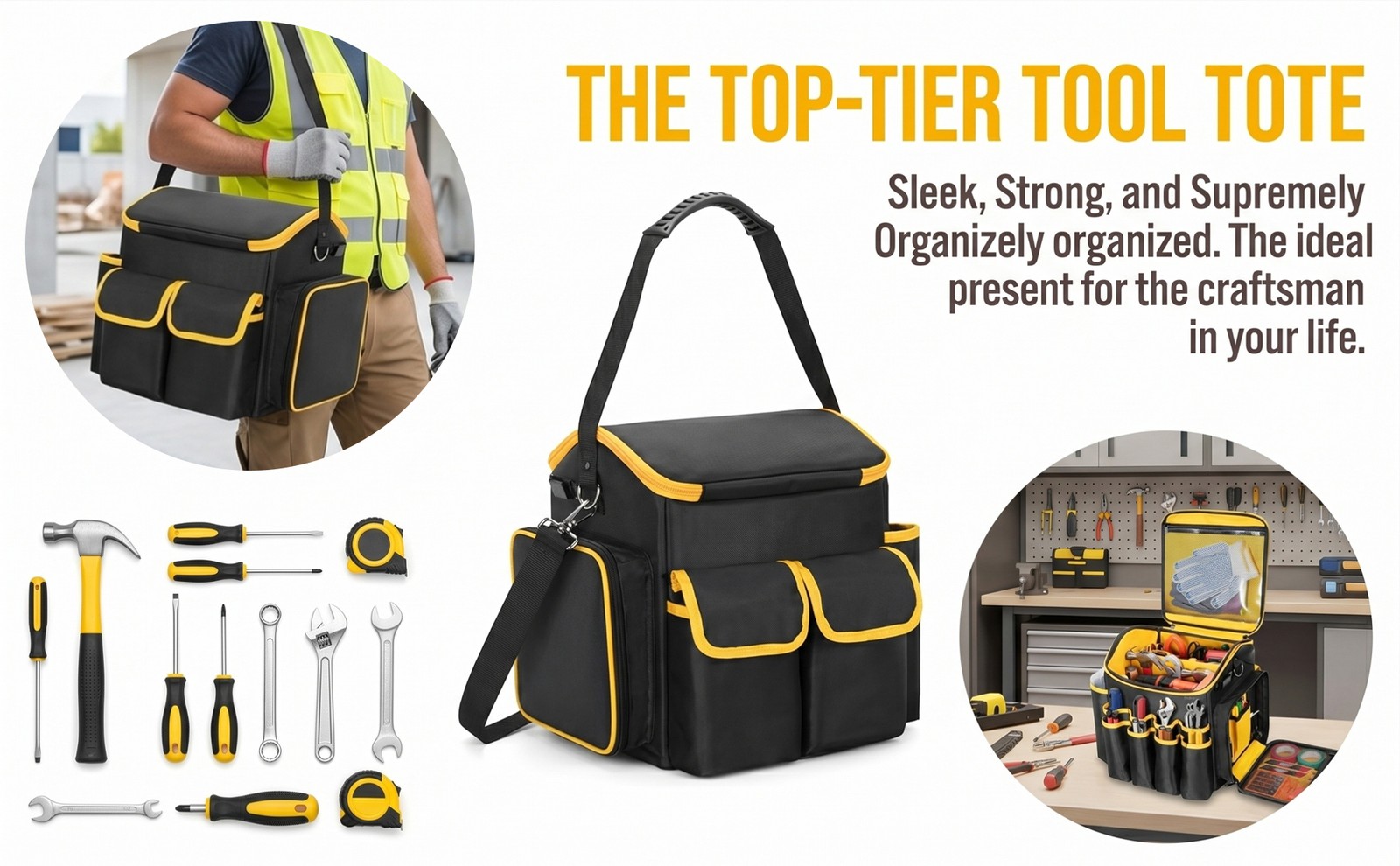 Tool Bag Heavy Duty Tool Tote Storage Bag Portable Organizer with Multiple