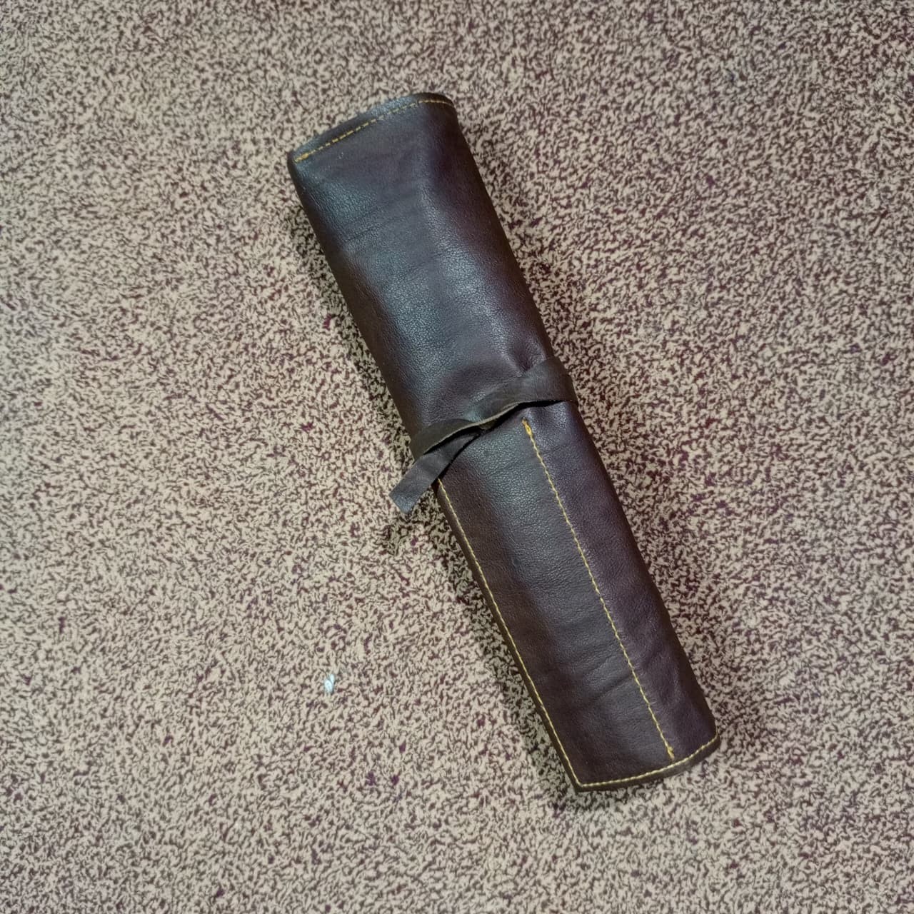 Brown Leather Tool Roll with Antique Worn look Finish 7 Tool Pockets