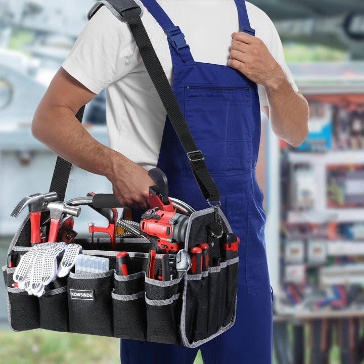 18 Inch Tool Bag, Electrician Tool Bag, Open Top Tool Bags, 26 Pockets Can Ho…