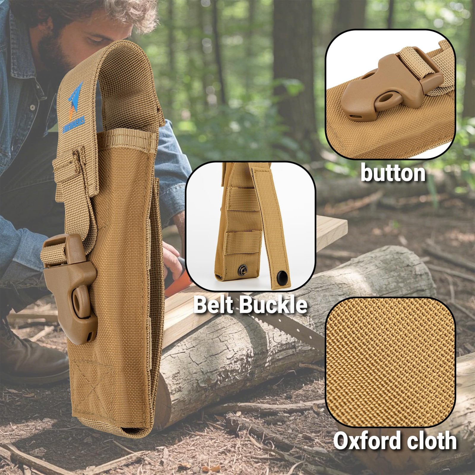 Polyester Folding Saw Bag 7 Inch Hand Saw Holder Brown Storage Pouch Case