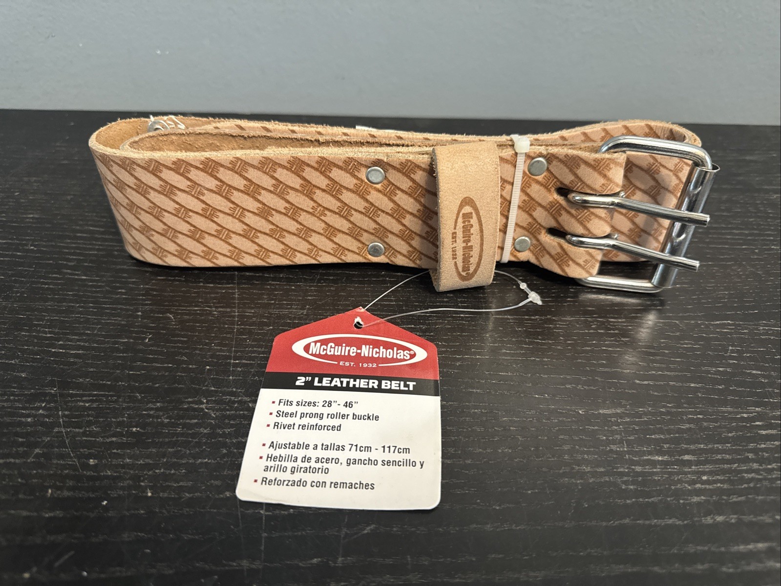 NEW McGuire-Nicholas 2″ Leather Work Belt/Tool Belt in Saddle Leather 28 – 46″