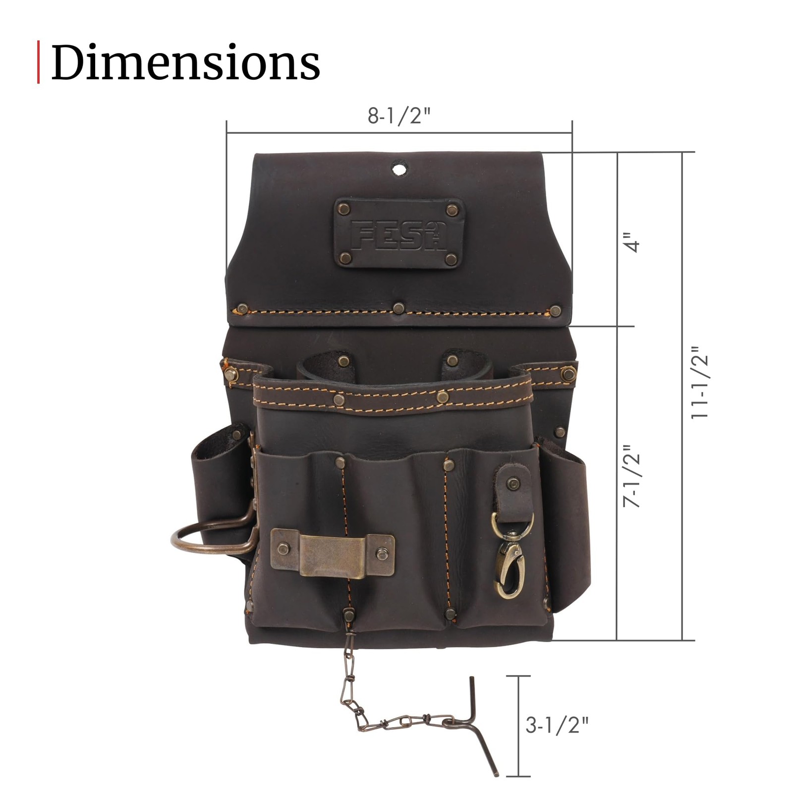 FESA Leather Electrician Tool Pouch – 13-in-1 Top Grain Leather Electrician P…