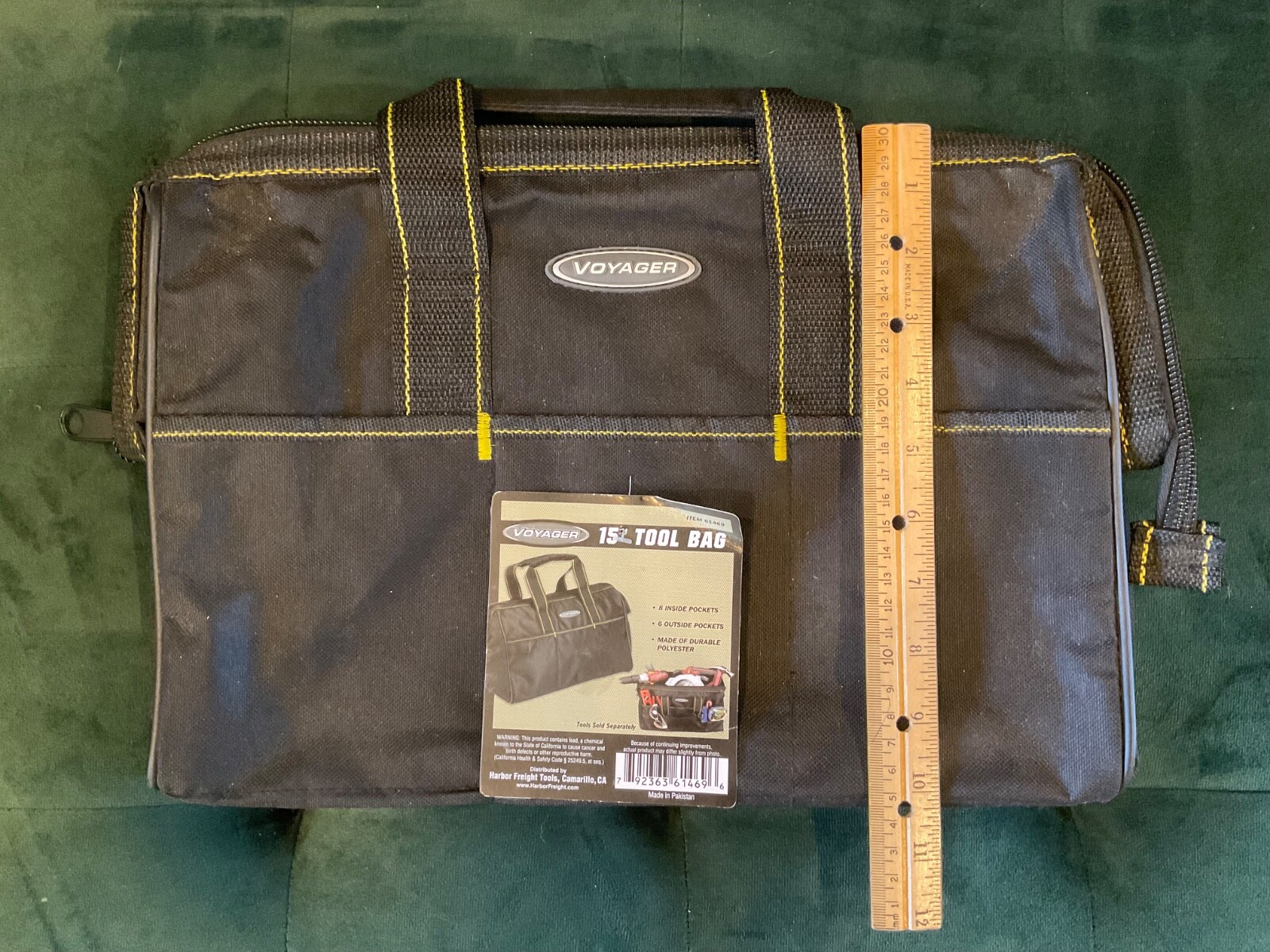 Voyager 15” Tool Bag 14 Pockets Portable Black Polyester Zipper New NOS NWT