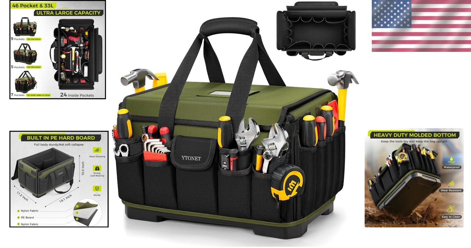 Large Capacity Electrician Tool Bag 18-Inch