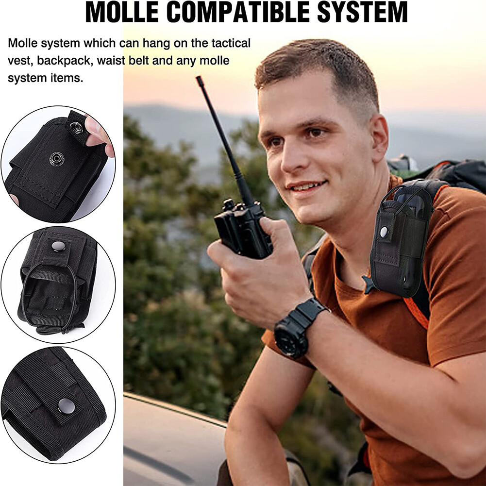 Tactical Nylon Walkie Talkie & Laser Measure Tool Pouch Holster with Belt Loop