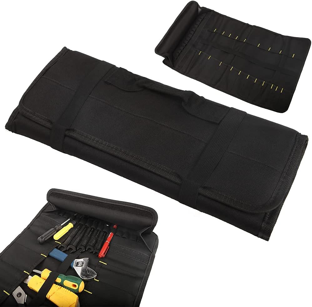 22 Pocket Tool Bag Canvas Wrench Roll up Pouch/Screwdriver Pliers Roller Compart