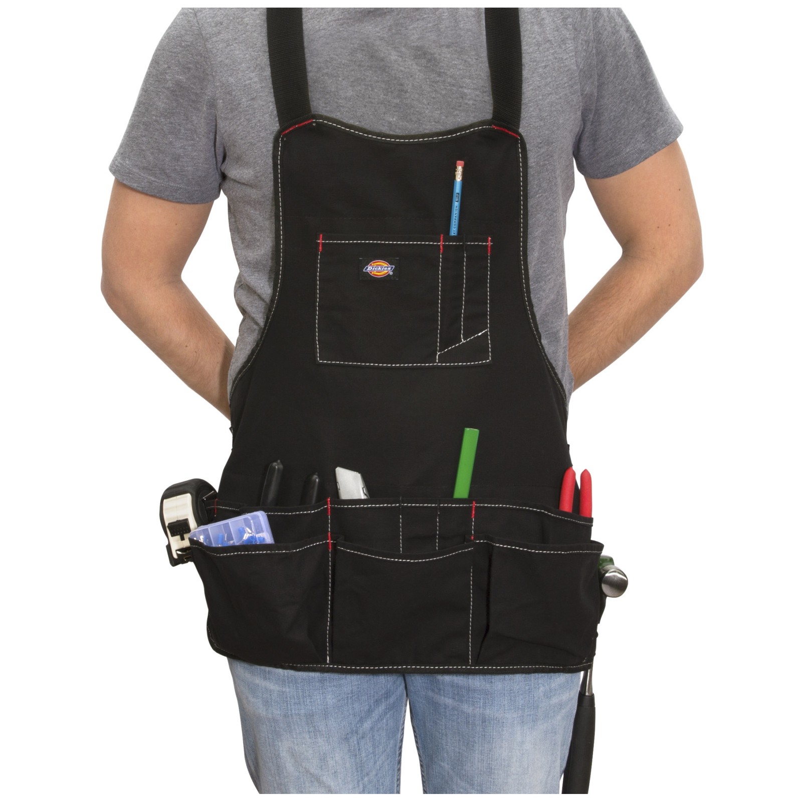 Tool Bib Apron 16 Pocket Woodworking Gardening Carpenter Black Dickies 57081