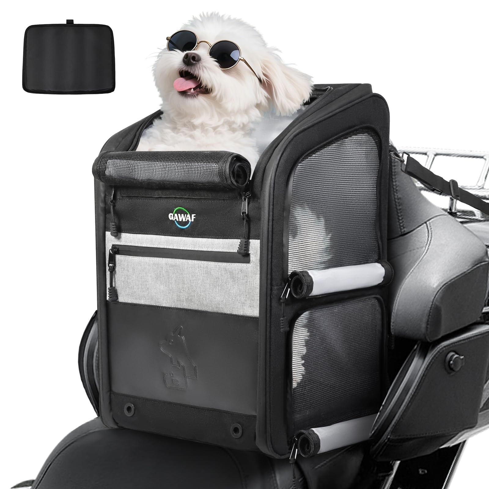 Motorcycle Dog Carrier Bag, 17 lbs for Small Dog & Cat with Stable Frame, Bre…