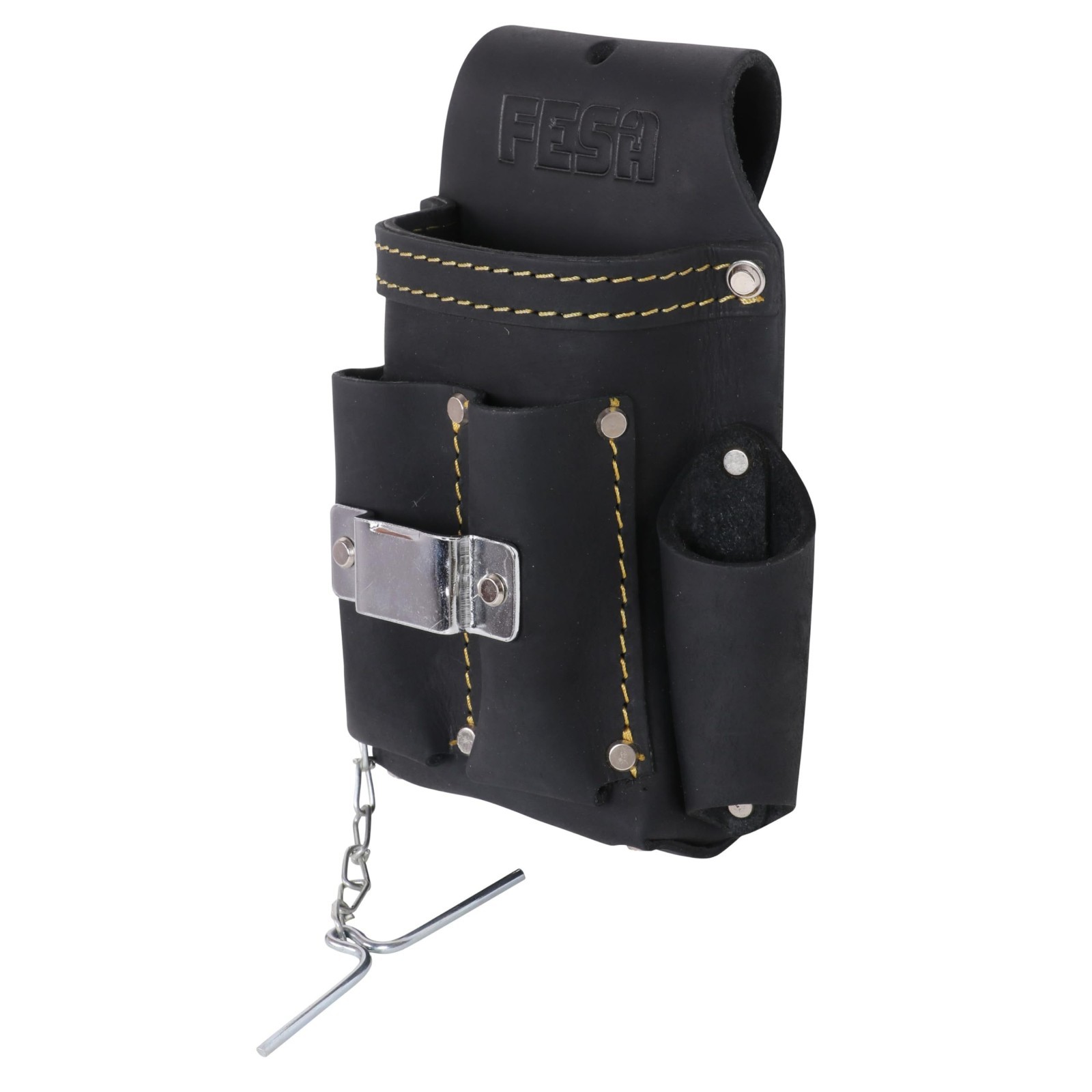 Small Electrician Tool Pouch – 7-in-1 Leather Organizer with Clips & 5 Pockets
