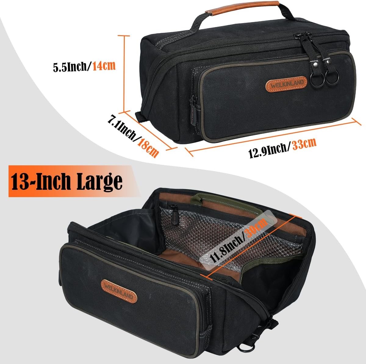 WELKINLAND LayFlat Tool Pouch Organizer, 13-Inch Small Tool Bag, Heavy-Duty Waxe
