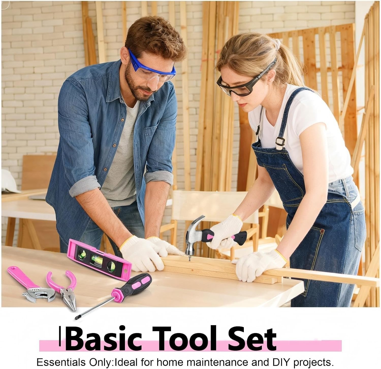 Pink Tool Set | Tool Bag for Women with Shoulder Strap | Basic Tool Kit|21Pcs…