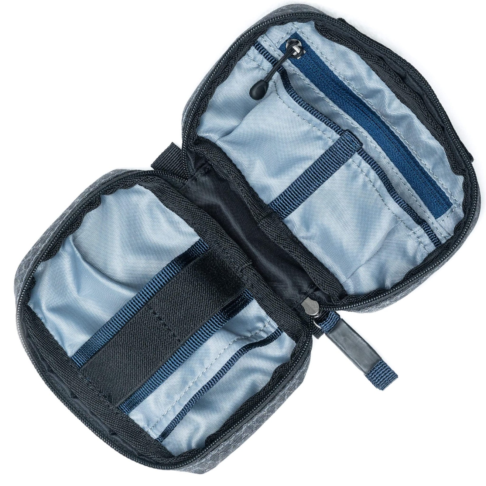 Tech Accessory Pouch Grey Nylon 9x9x6.25 Inch 6 Pockets Zipper Closure Bag