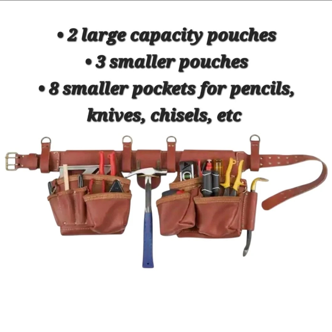 NEW Masters McGuire-Nicholas 1DM-527-M-2 Brown Leather Rig Tool Belt 52.5″ 2-Bag