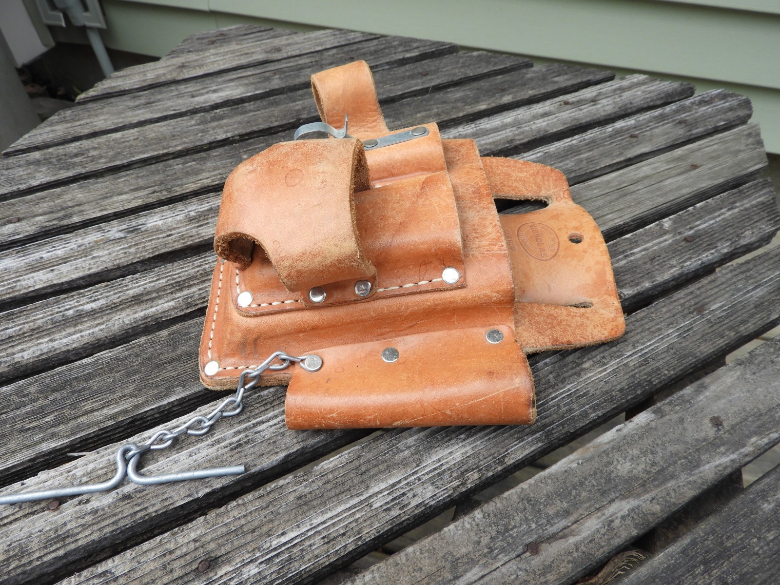 Vintage Nicholas Leather Tool Pouch No. 690 USA Electrician Lineman Holster