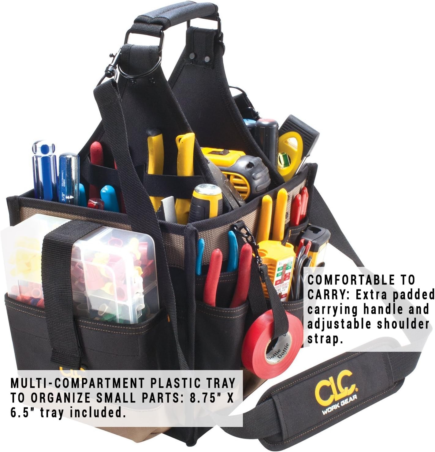 CLC Custom LeatherCraft 1528 Large Electrical and Maintenance Tool Carrier,Black