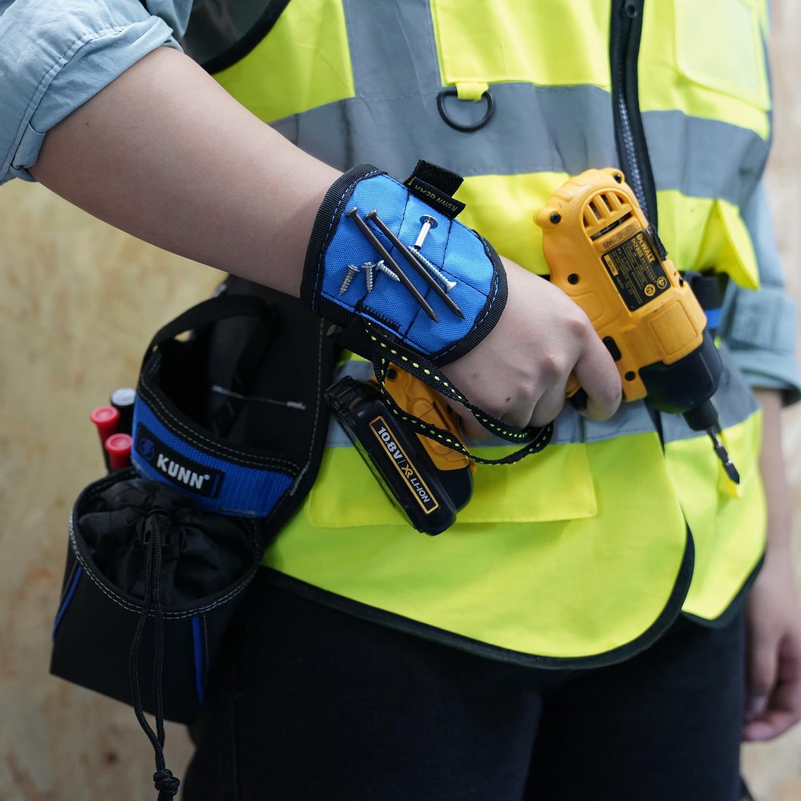 KUNN 3-in-1 Right-handed Drill Holster Set with Magnetic Wristband and Tool B…