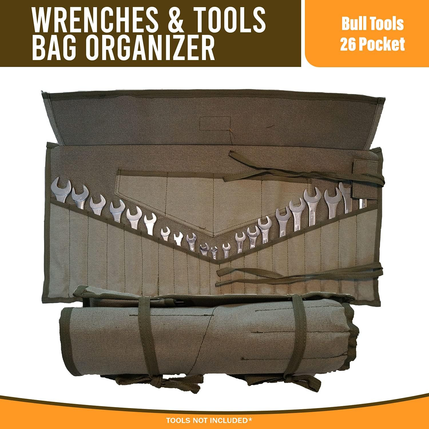 Wrench Roll Organizer Metric & SAE Roll up Tool Pouch Bag Handmade, Heavy Weight