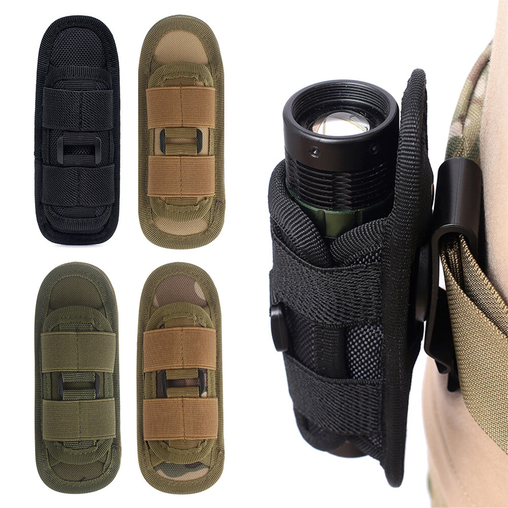 Tactical Flashlight Holster Duty Belt Pouch Rotatable Clip 360 Degree Holder Bag