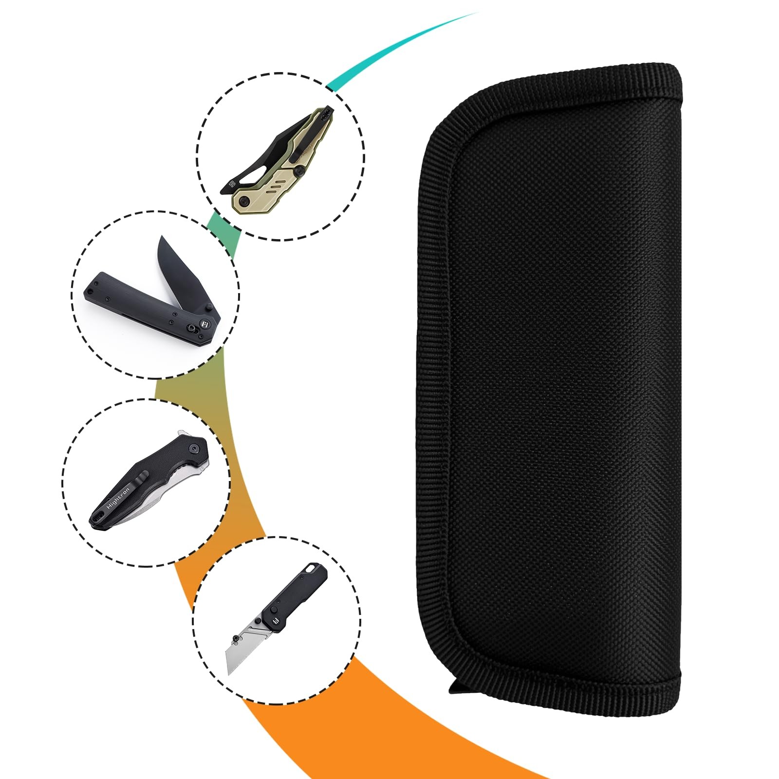 Zipper Pouch Storage Case for Single Folding Knife, Pocket Knife, EDC Tools