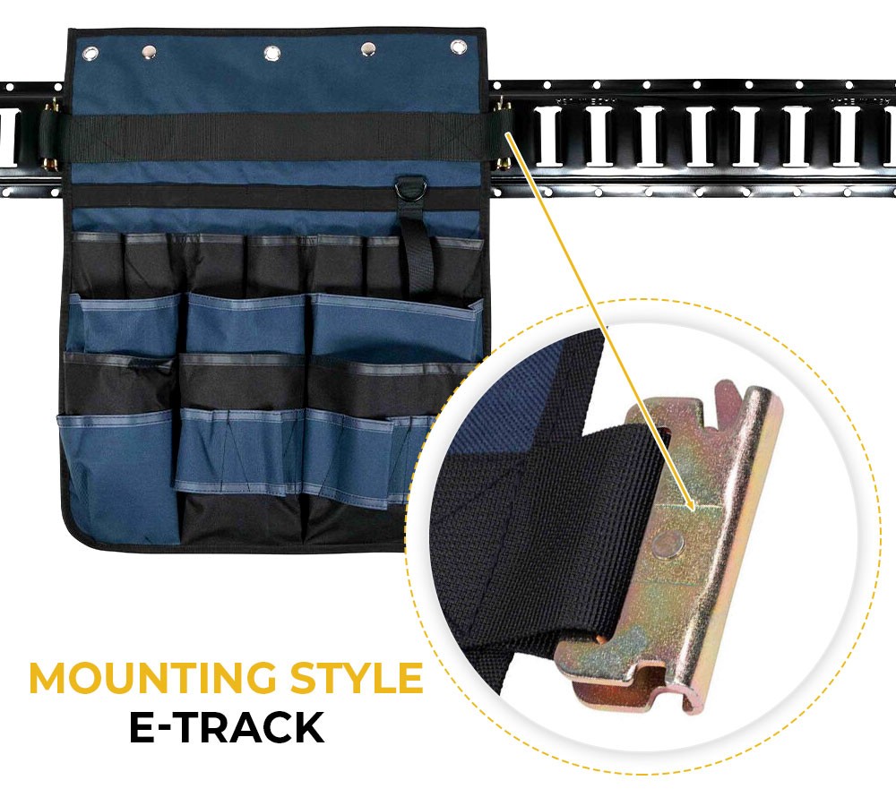 E-Track Hanging Tool Organizer for Enclosed Trailer, Multi Pocket Tool Holder