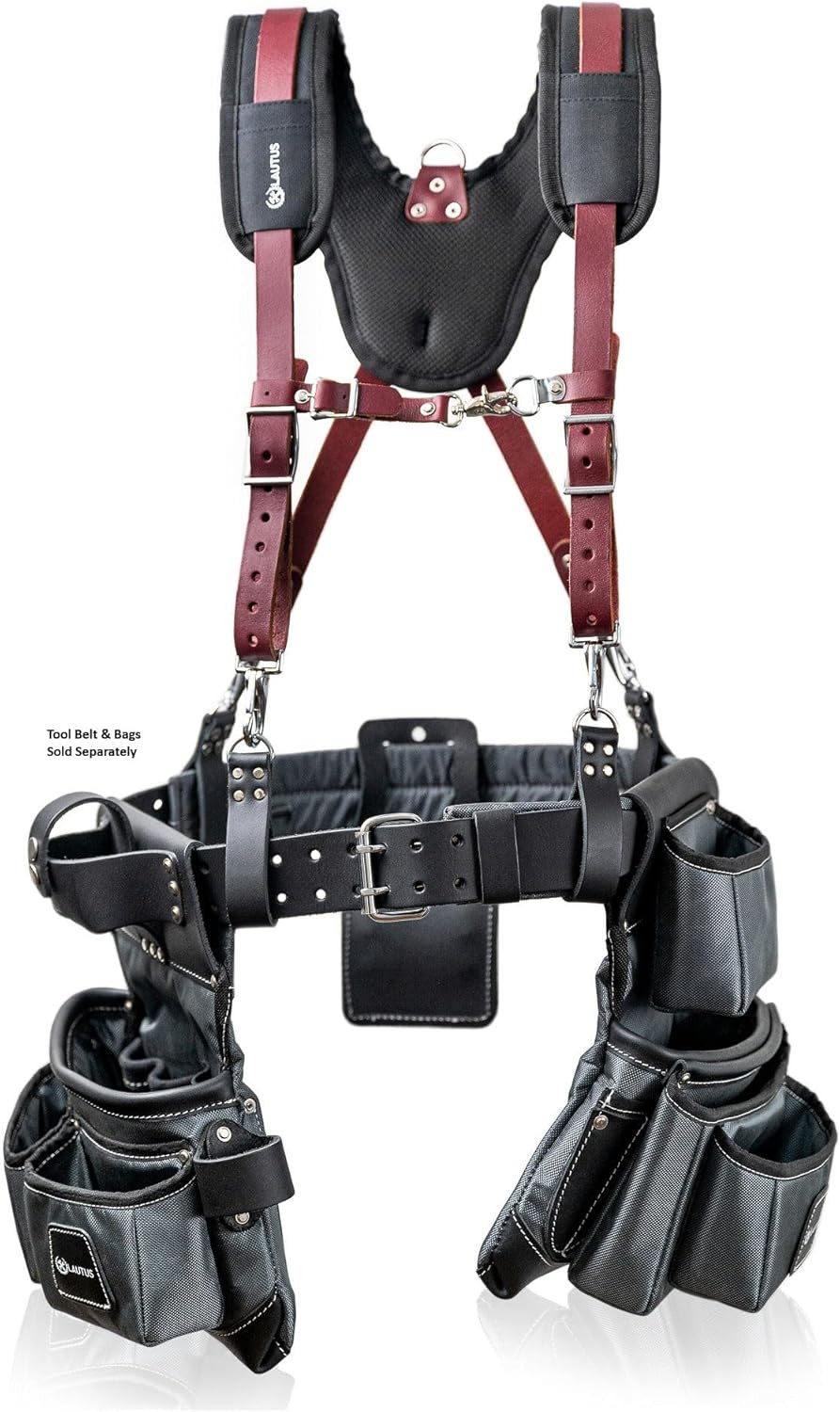 Leather Padded Tool Belt Suspenders W/Chest Strap| Pencil Sleeve| Comfortable &