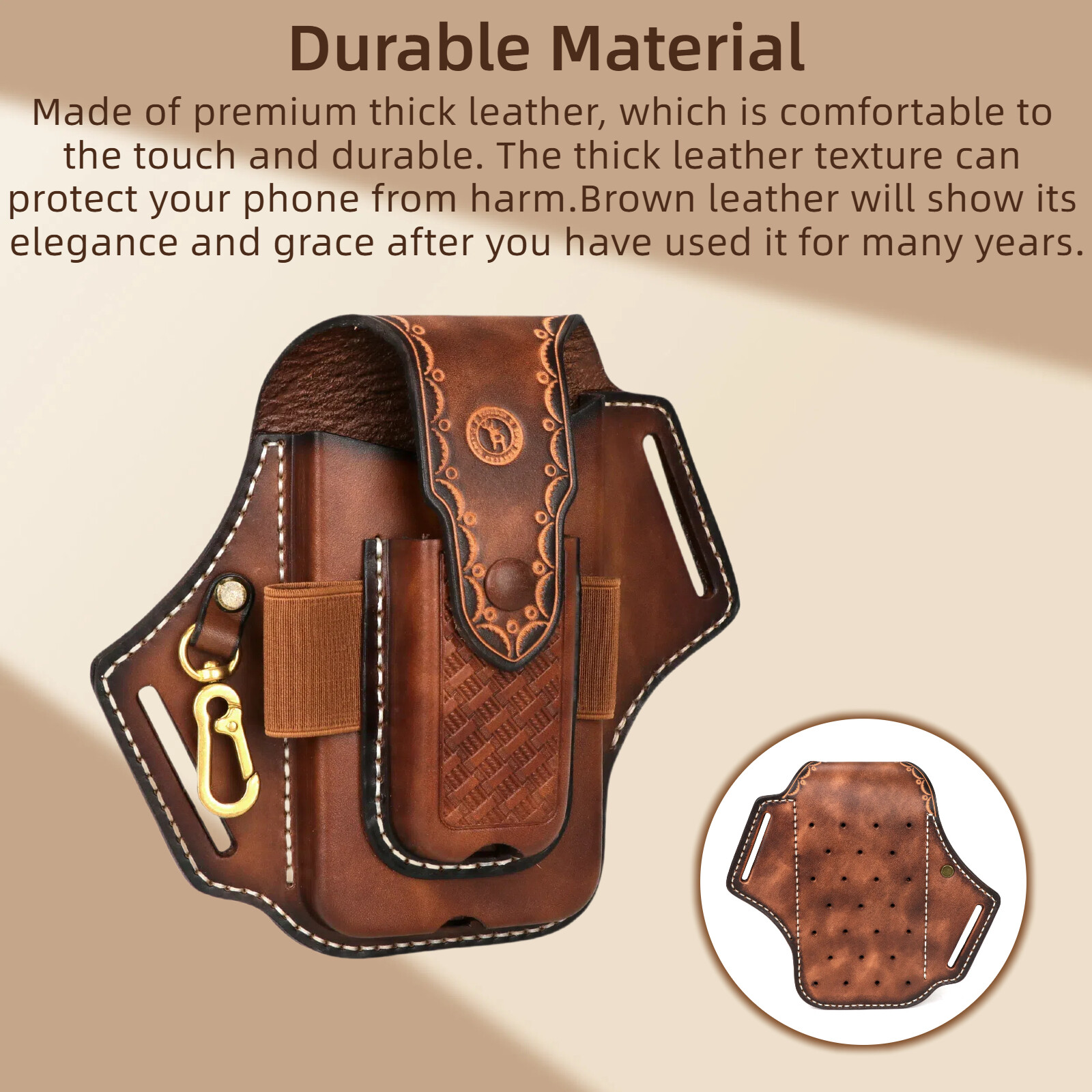 Leather Folding Knives Carry Sheath Belt Holster Tools Pouch Phone Case