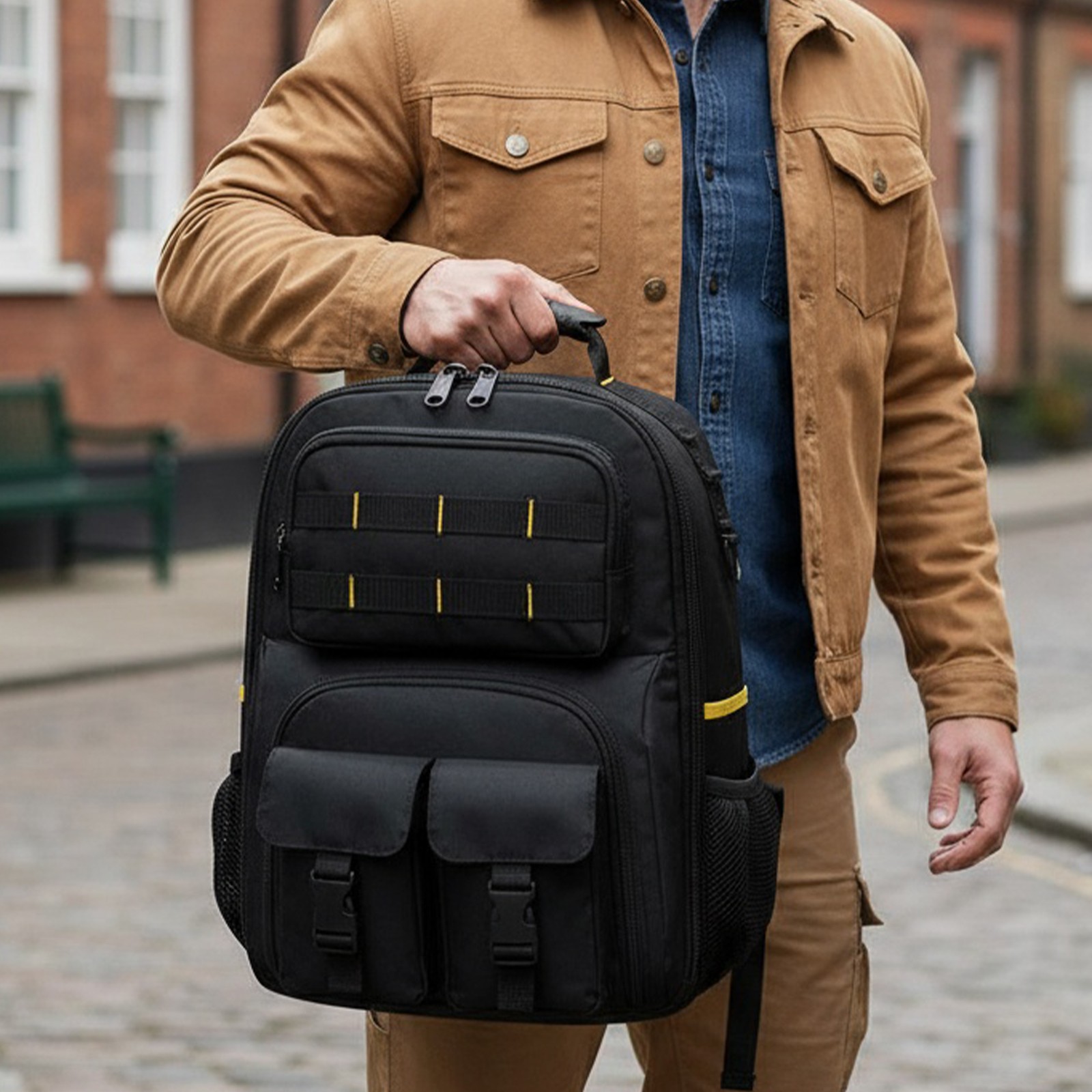 Heavy Duty Tool Backpack for Men Electrician HVAC Construction Bag w/ 59 Pockets